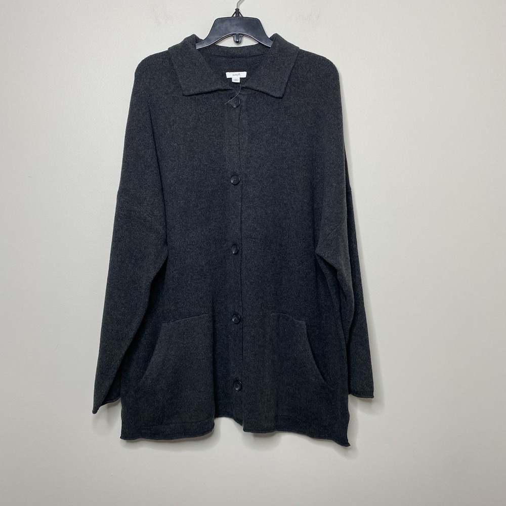 Pure Jill Women's 2X Charcoal Gray Button Front Knit Cardigan Jacket